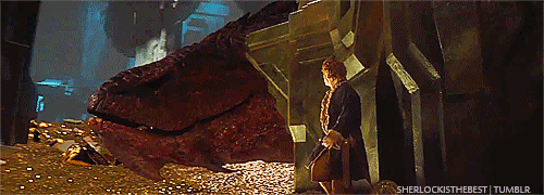 Bilbo Baggins and Smaug in The Hobbit: Desolation of Smaug
